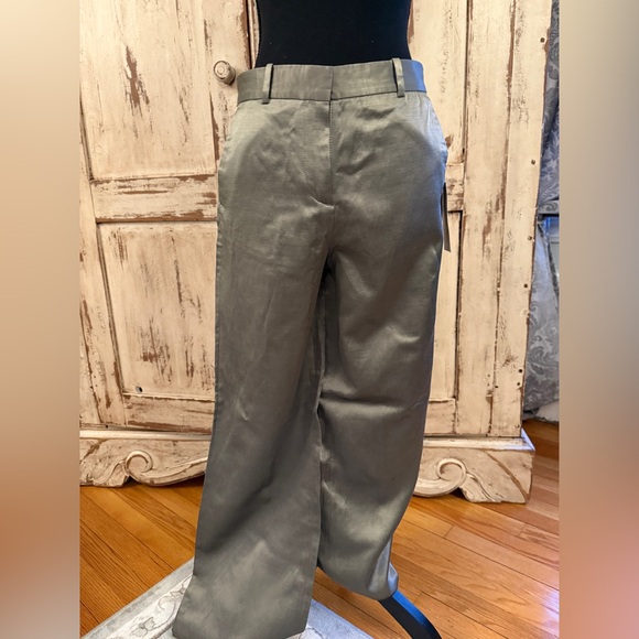Zara Women’s Trousers Satin effect full leg pant. Khaki color.XS. - Picture 1 of 6